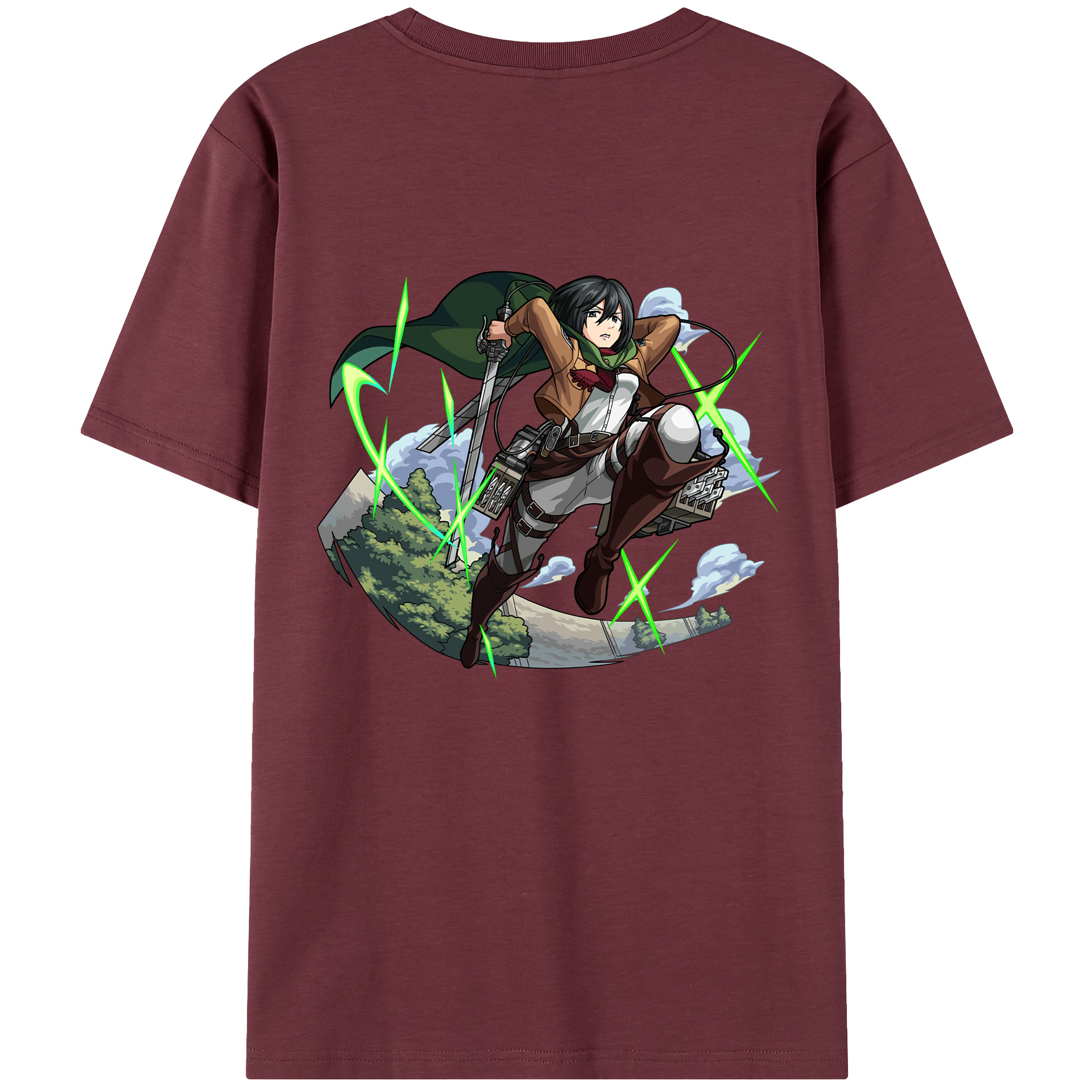 （画像用） 進撃の巨人 ミカサ·アッカーマン Attack on Titan Mikasa Ackerman 綿100％半袖Tシャツ（背面プリント）